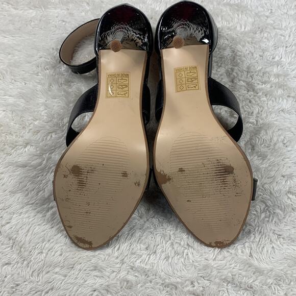 Little Empresses black stiletto and silver heel strappy sandals, size 39 or 8 - Picture 7 of 7